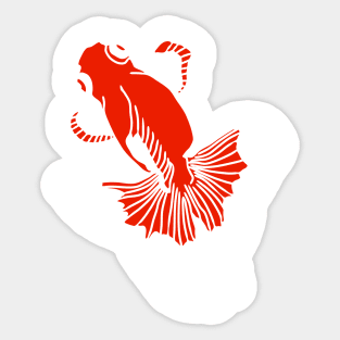 red and white butterfly tail goldfish Sticker